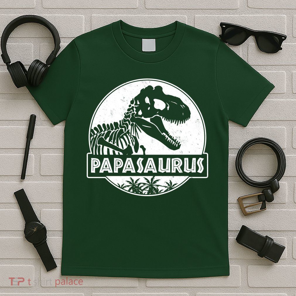 Cool Father's Day Papasaurus Emblem T-Shirt
