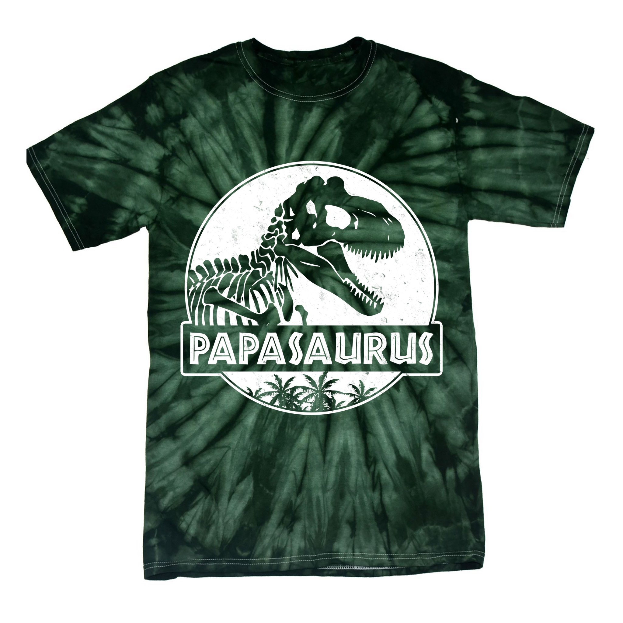 Cool Father's Day Papasaurus Emblem Tie-Dye T-Shirt