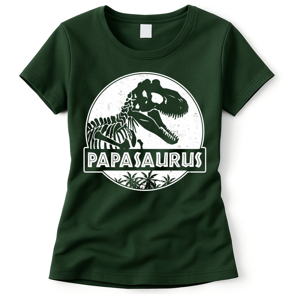 Cool Father's Day Papasaurus Emblem Womens T-Shirt