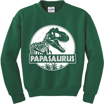 Cool Father's Day Papasaurus Emblem Kids Sweatshirt