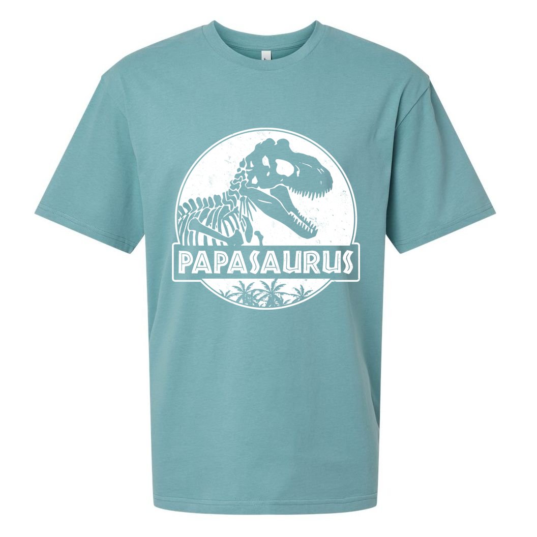 Cool Father's Day Papasaurus Emblem Sueded Cloud Jersey T-Shirt