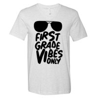 Cool First Grade Vibes Only Back to School V-Neck T-Shirt
