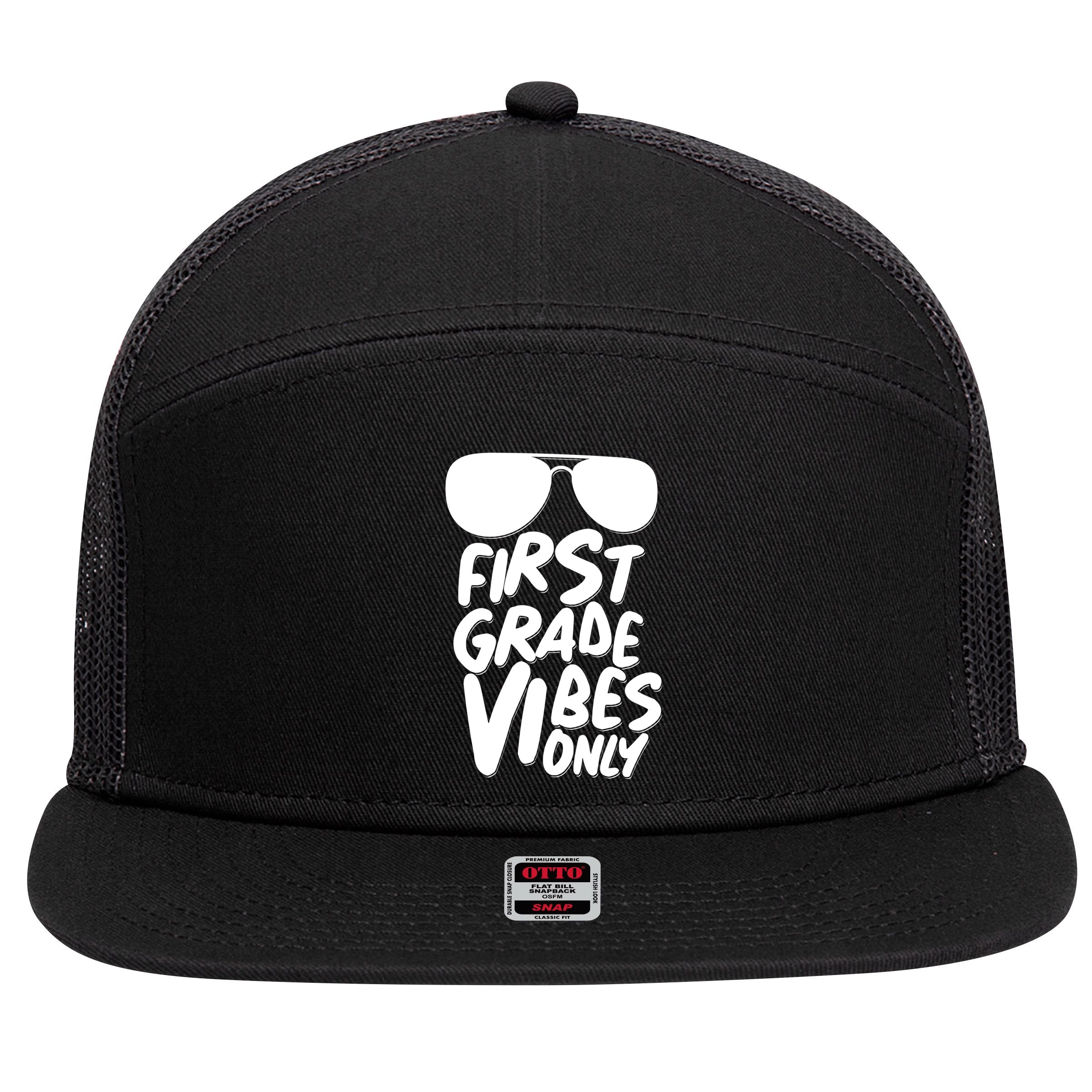 Cool First Grade Vibes Only Back to School 7 Panel Mesh Trucker Snapback Hat