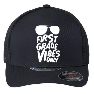 Cool First Grade Vibes Only Back to School Flexfit Unipanel Trucker Cap