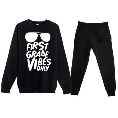 Cool First Grade Vibes Only Back to School Premium Crewneck Sweatsuit Set