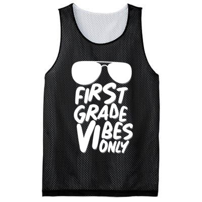 Cool First Grade Vibes Only Back to School Mesh Reversible Basketball Jersey Tank