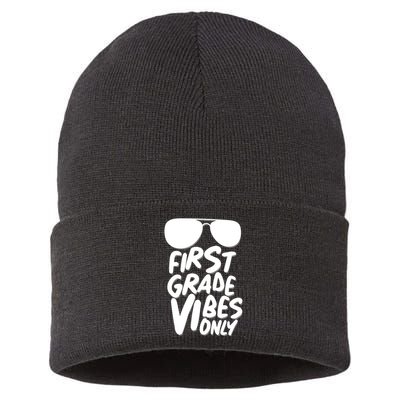 Cool First Grade Vibes Only Back to School Sustainable Knit Beanie