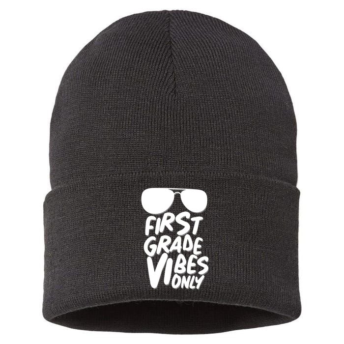 Cool First Grade Vibes Only Back to School Sustainable Knit Beanie
