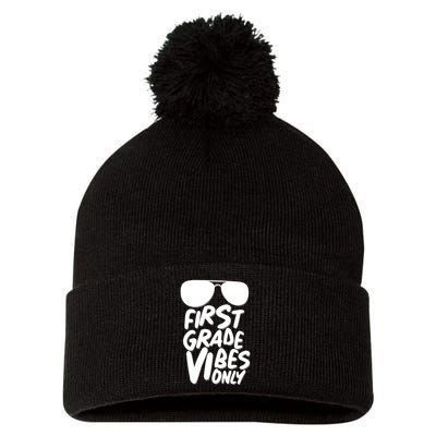 Cool First Grade Vibes Only Back to School Pom Pom 12in Knit Beanie