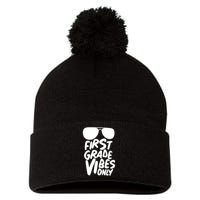 Cool First Grade Vibes Only Back to School Pom Pom 12in Knit Beanie
