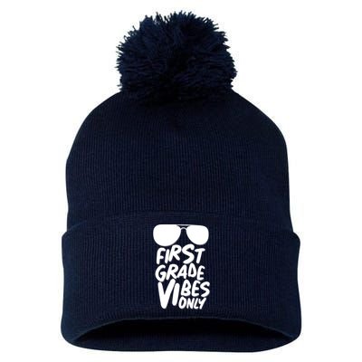 Cool First Grade Vibes Only Back to School Pom Pom 12in Knit Beanie