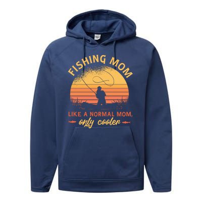 Cool Fishing Mom Performance Fleece Hoodie