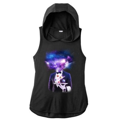 Cool Galaxy Space Head Ladies PosiCharge Tri-Blend Wicking Draft Hoodie Tank