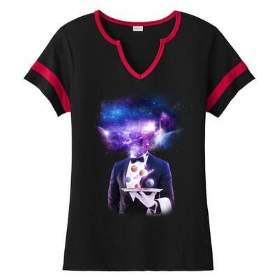 Cool Galaxy Space Head Ladies Halftime Notch Neck Tee