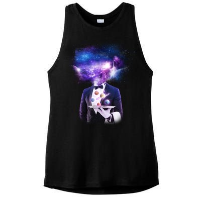 Cool Galaxy Space Head Ladies PosiCharge Tri-Blend Wicking Tank