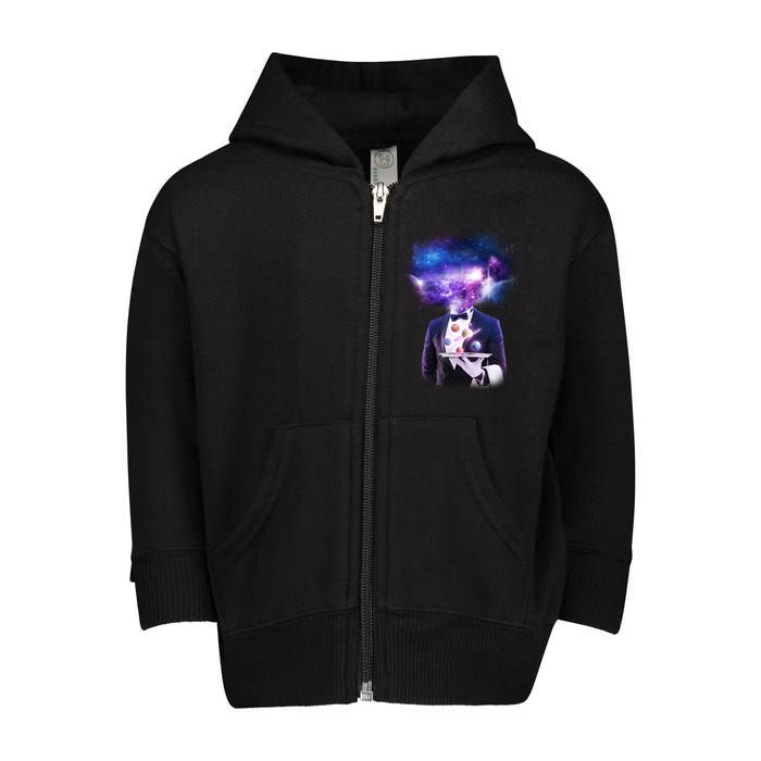 Cool Galaxy Space Head Toddler Zip Fleece Hoodie