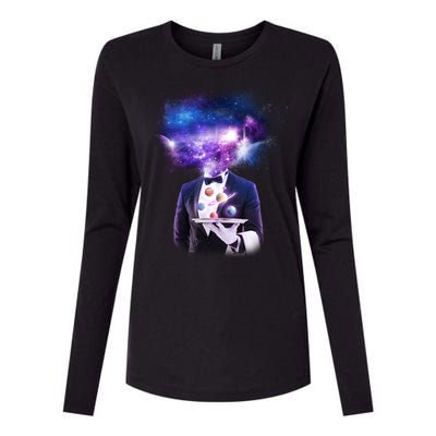 Cool Galaxy Space Head Womens Cotton Relaxed Long Sleeve T-Shirt