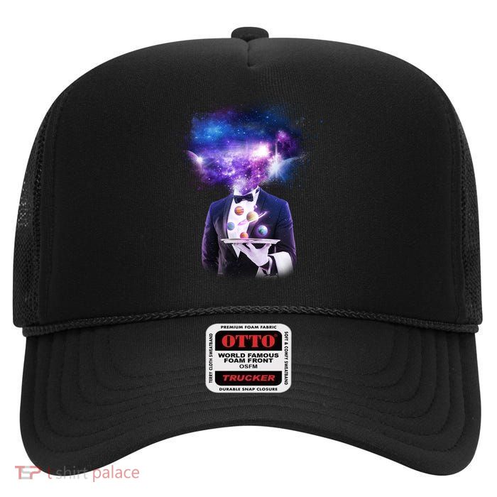 Cool Galaxy Space Head High Crown Mesh Back Trucker Hat