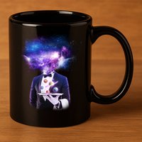 Cool Galaxy Space Head 11oz C Handle Ceramic Mug