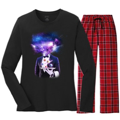 Cool Galaxy Space Head Women's Long Sleeve Flannel Pajama Set 