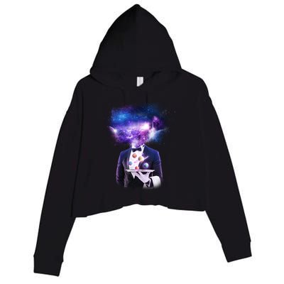 Cool Galaxy Space Head Crop Fleece Hoodie