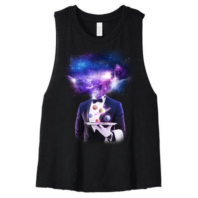 Cool Galaxy Space Head Women's Racerback Cropped Tank