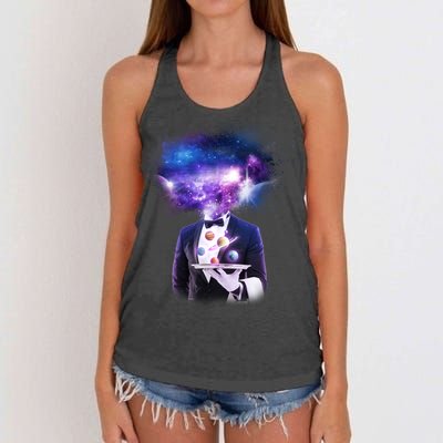 Cool Galaxy Space Head Women's Knotted Racerback Tank