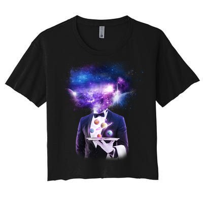 Cool Galaxy Space Head Women's Crop Top Tee