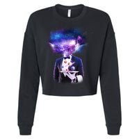 Cool Galaxy Space Head Cropped Pullover Crew