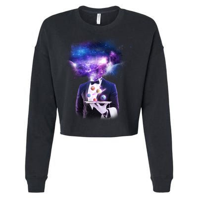 Cool Galaxy Space Head Cropped Pullover Crew