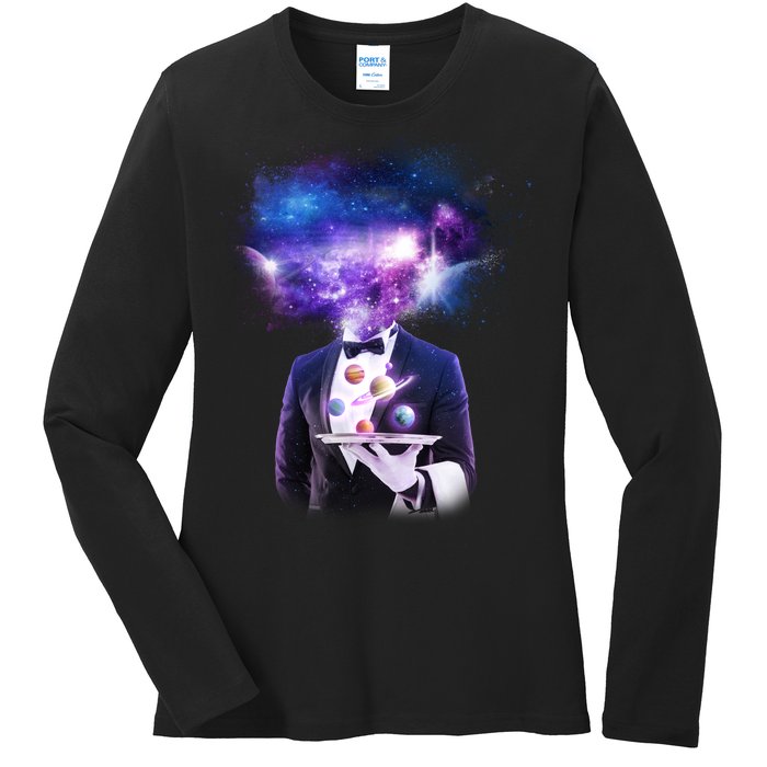 Cool Galaxy Space Head Ladies Long Sleeve Shirt