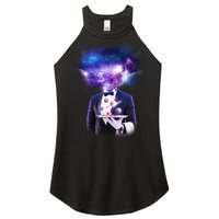 Cool Galaxy Space Head Women's Perfect Tri Rocker Tank