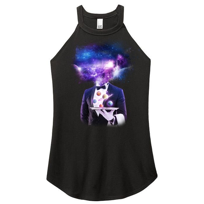 Cool Galaxy Space Head Women's Perfect Tri Rocker Tank