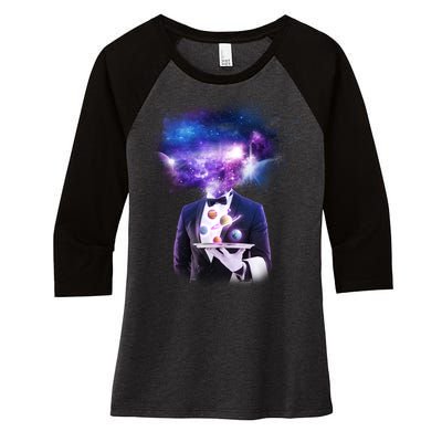 Cool Galaxy Space Head Women's Tri-Blend 3/4-Sleeve Raglan Shirt