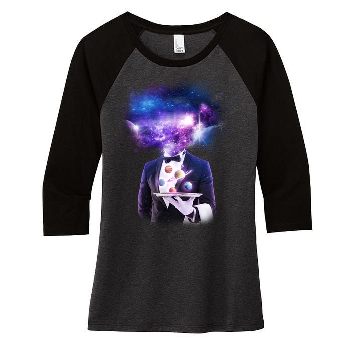 Cool Galaxy Space Head Women's Tri-Blend 3/4-Sleeve Raglan Shirt