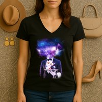 Cool Galaxy Space Head Women's V-Neck T-Shirt