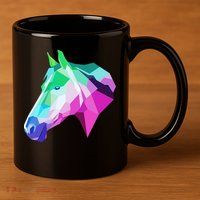 Cool Geometric Horse 11oz C Handle Ceramic Mug