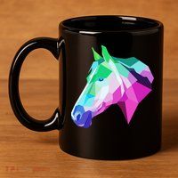 Cool Geometric Horse 11oz C Handle Ceramic Mug