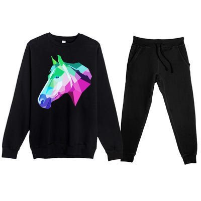 Cool Geometric Horse Premium Crewneck Sweatsuit Set