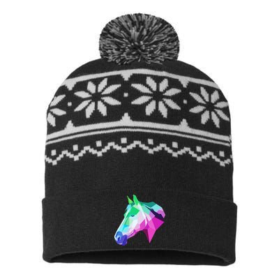 Cool Geometric Horse USA-Made Snowflake Beanie