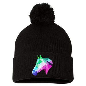 Cool Geometric Horse Pom Pom 12in Knit Beanie