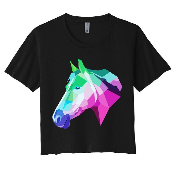 Cool Geometric Horse Women's Crop Top Tee