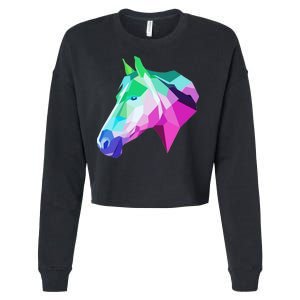 Cool Geometric Horse Cropped Pullover Crew