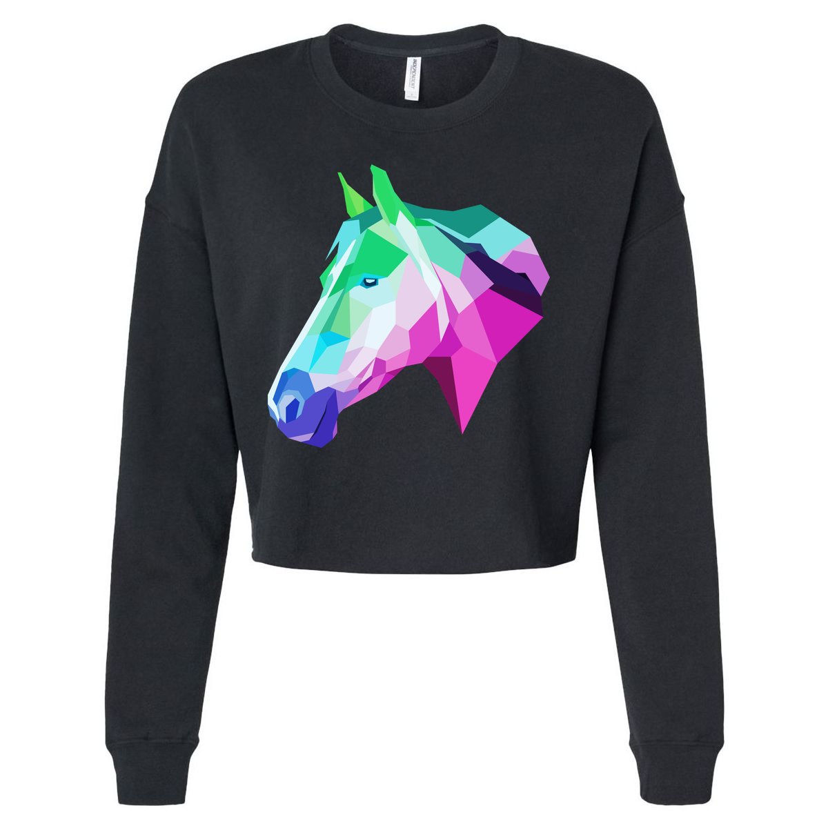 Cool Geometric Horse Cropped Pullover Crew