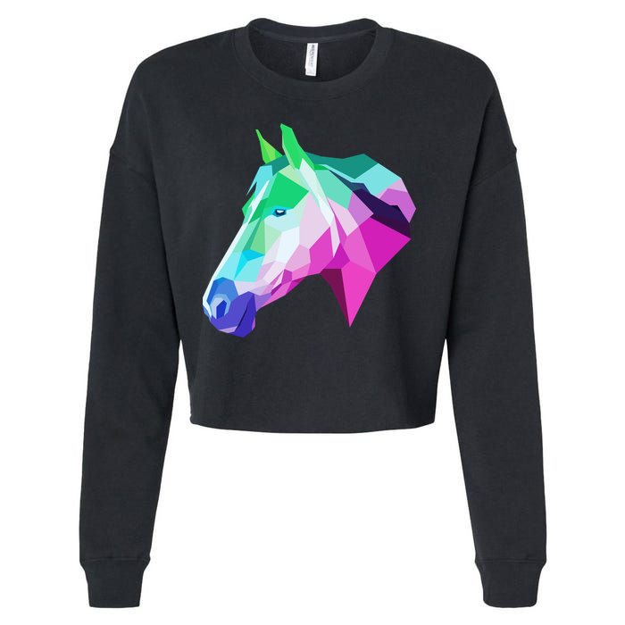 Cool Geometric Horse Cropped Pullover Crew