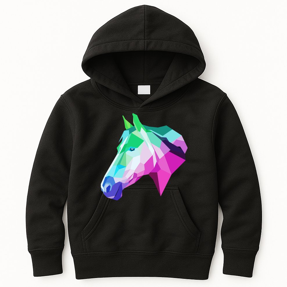 Cool Geometric Horse Kids Hoodie