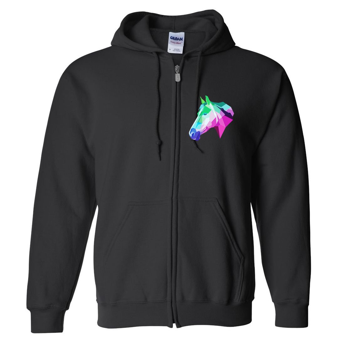 Cool Geometric Horse Full Zip Hoodie