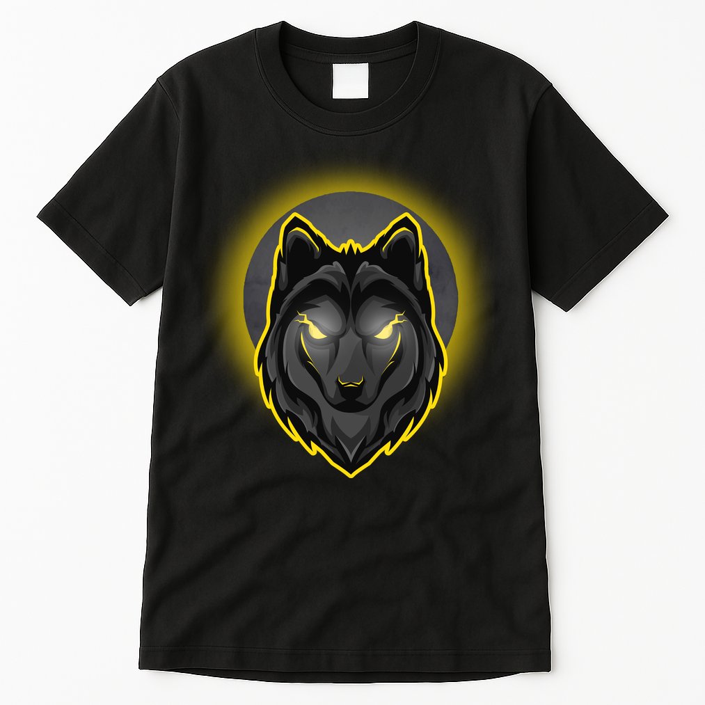 Cool Ghost Wolf Glowing Moon Tall T-Shirt