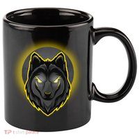 Cool Ghost Wolf Glowing Moon 11oz C Handle Ceramic Mug