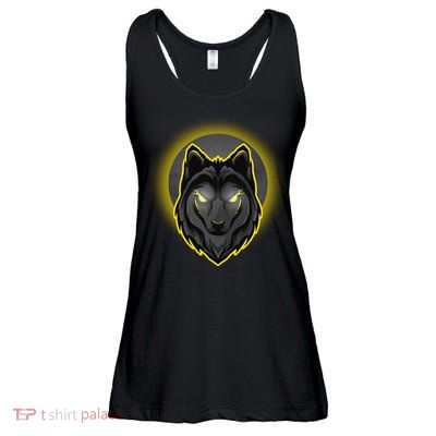 Cool Ghost Wolf Glowing Moon Ladies Essential Flowy Tank